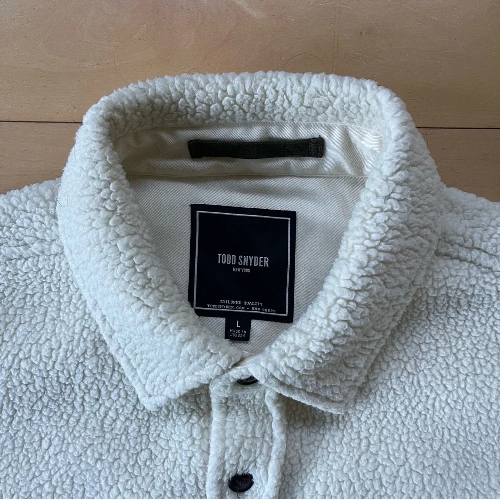 Todd Snyder Polartec Sherpa Overshirt in Ivory - Picture 2 of 7